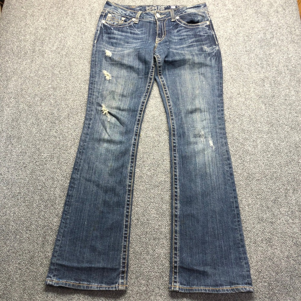 Miss Me Skinny Boot Distressed Jeans Size 30 Medium Wash Y2K Denim Pant